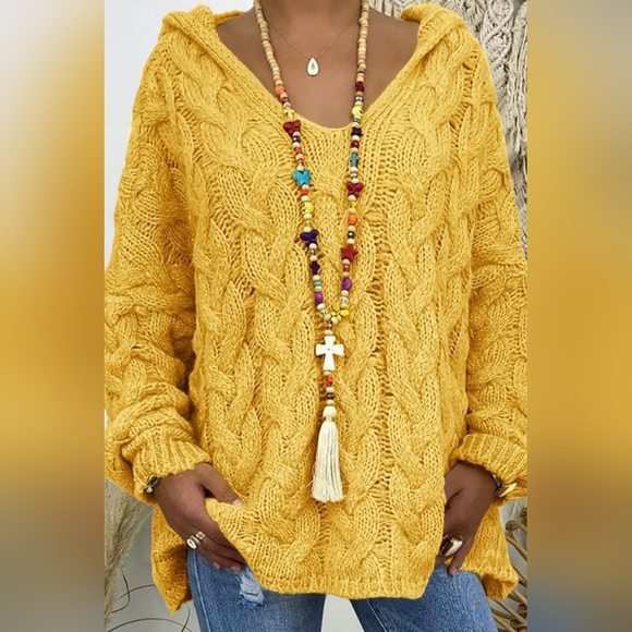 Sweaters | Chunky Cableknit Oversized Hoodie Long Sleeve Fall Winter ...